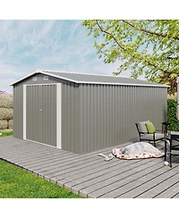 10x14 Ft Outdoor Metal Storage Shed with Doors & Vents