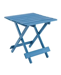Folding Square Patio Table - Solid Wood, Blue