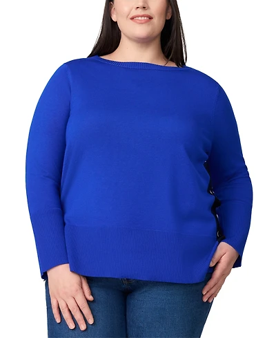 Melissa Paige Plus Side-Button Tunic Sweater