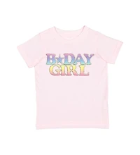 Sweet Wink Toddler Girls Pastel Rainbow BDay Patch Lavender Short Sleeve T-Shirt