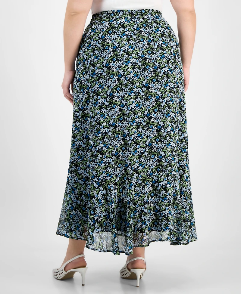 On 34th Trendy Plus Floral Femme Drawstring Maxi Skirt, Exclusively at Macy's