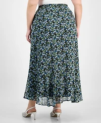 On 34th Trendy Plus Floral Femme Drawstring Maxi Skirt, Exclusively at Macy's
