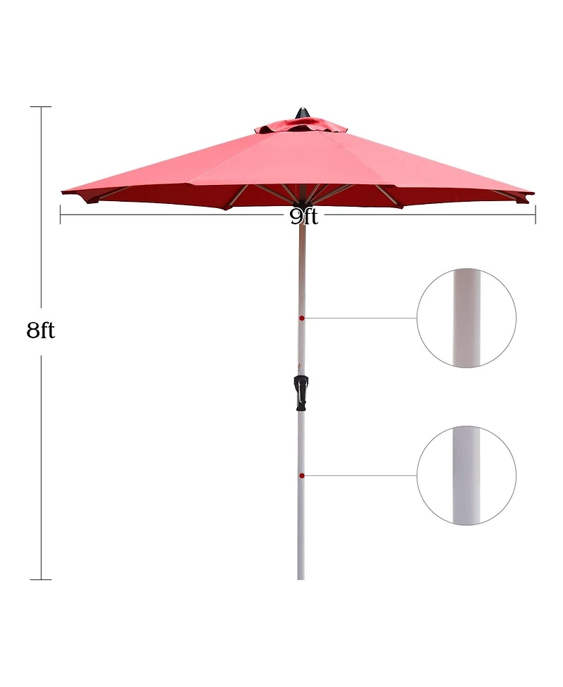 9 Feet Patio Outdoor Market Umbrella with Aluminum Pole without Weight Base