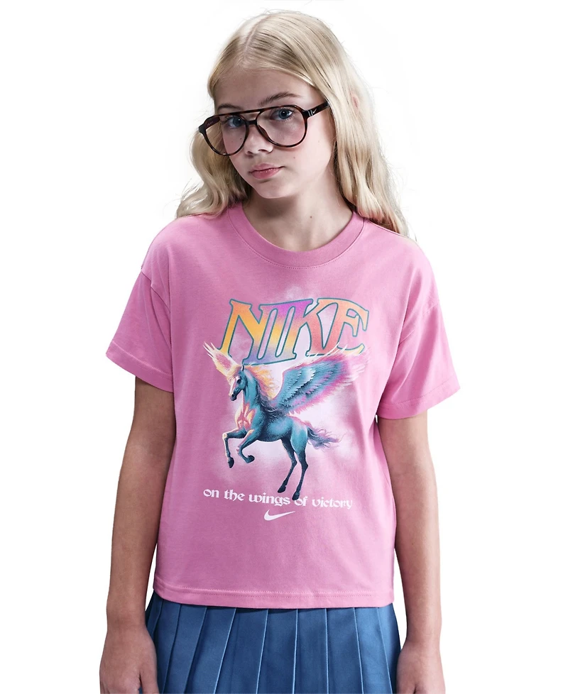 Nike Big Girls Sportswear Graphic Cotton T-Shirt