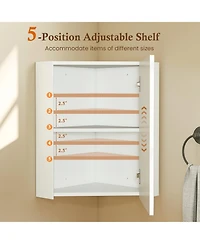 Corner Medicine Cabinet with Mirror with Open Mirror Door and Adjustable Shelf