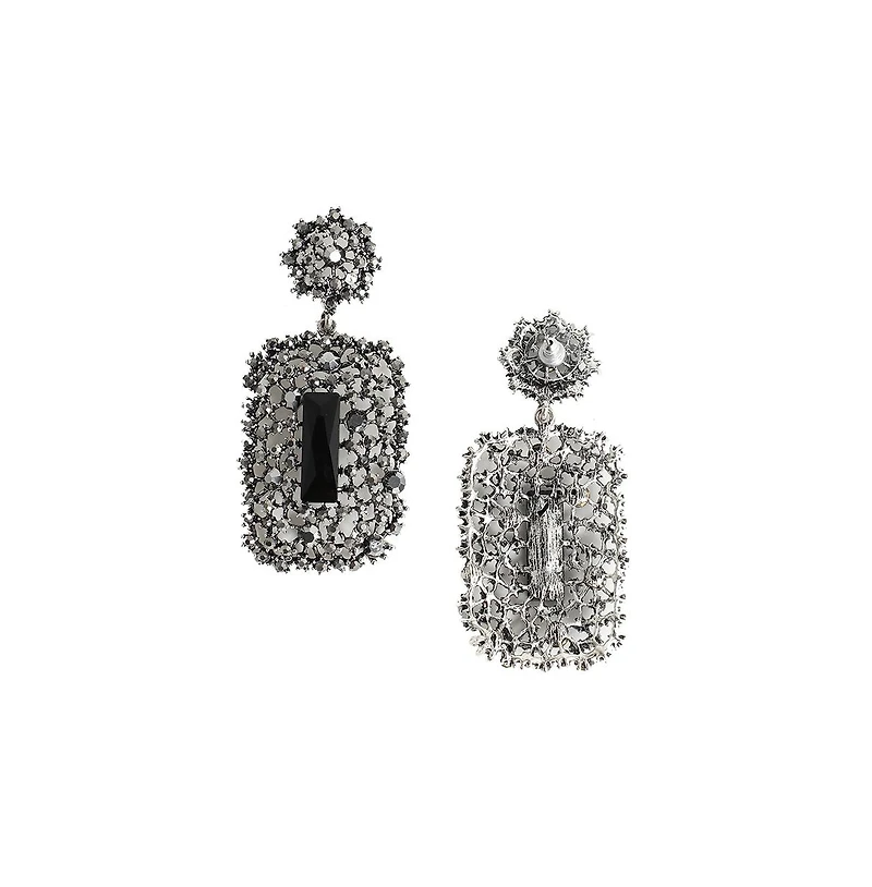 Sohi Stone Intricate Cluster Geometric Drop Earrings