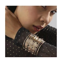 Sohi Metallic Ribbed Wire Statement Bracelet