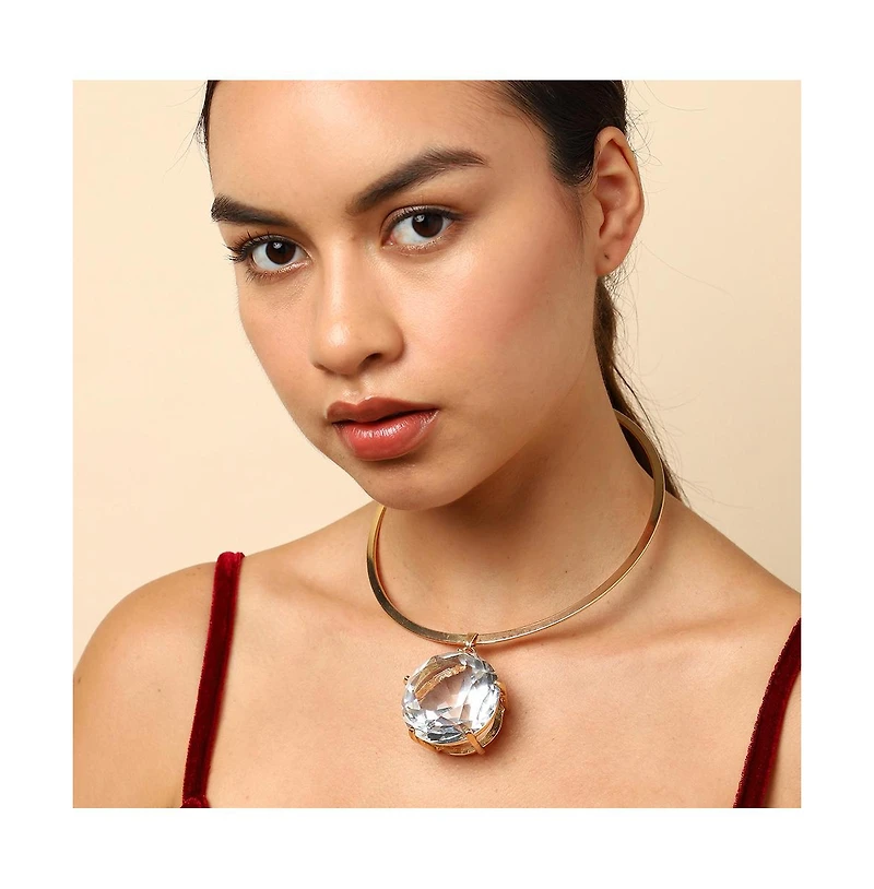 Sohi Gold-Plated Chain Necklace With Stones