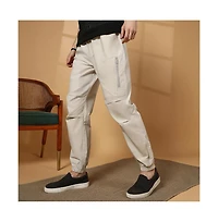 Campus Sutra Men's Saltbox Beige Parachute Utility Trousers