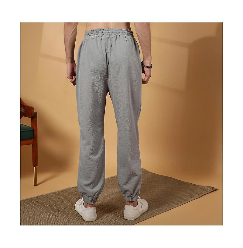 Campus Sutra Men's Coin Grey Parachute Utility Trousers