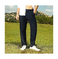 Campus Sutra Men's Prussian Blue Velvique Tailored Trousers