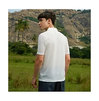 Campus Sutra Men's Cream White Warp-Tactile Polo T-Shirt