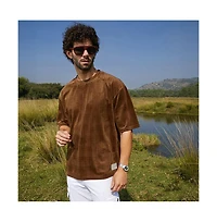 Campus Sutra Men's Chocolate Brown Tartan-Plaid Oversized T-Shirt