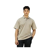 Campus Sutra Men's Sand Beige Scratch-Tactile Polo T-Shirt