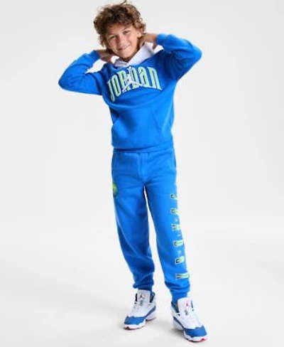 Jordan Big Boys Gametime Fleece Pullover Hoodie Chenille Patch Pants Air School Backpack Pencil Case Set