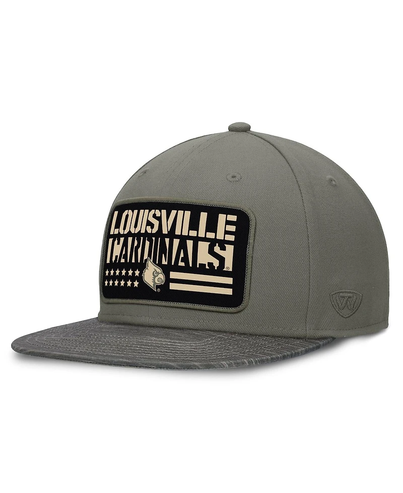 Top of the World Men's Green Louisville Cardinals Oht Rebel Snapback Hat