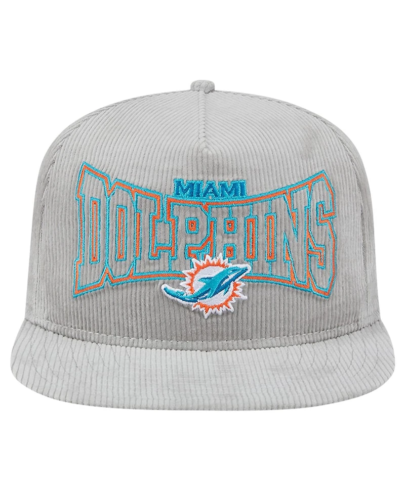 New Era Men's Gray Miami Dolphins Corduroy Golfer Adjustable Hat