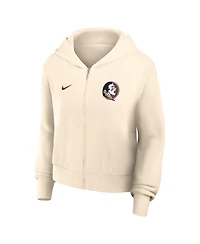 Nike Women's Cream Florida State Seminoles Cropped Chill Full-Zip Hoodie
