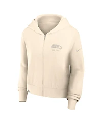 Nike Women's Cream Seattle Seahawks Glory Cropped Full-Zip Hoodie