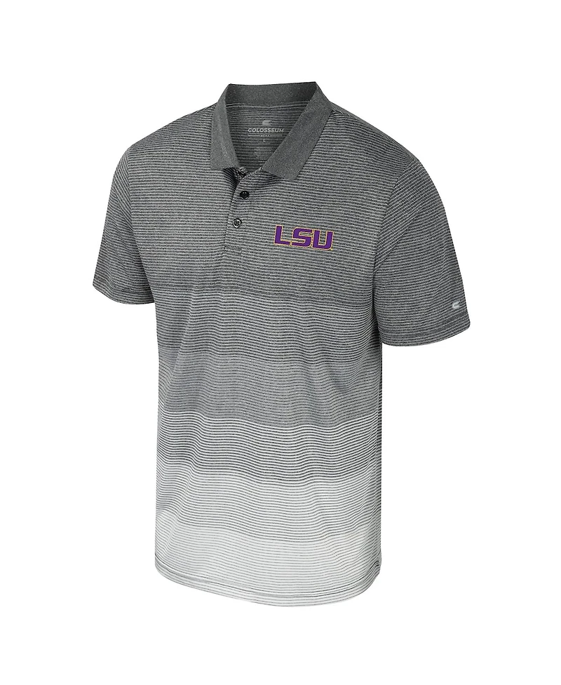 Colosseum Men's Gray Lsu Tigers Striped Mesh Polo Shirt