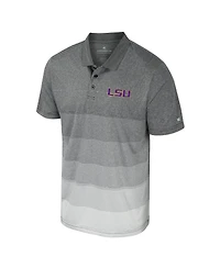 Colosseum Men's Gray Lsu Tigers Striped Mesh Polo Shirt
