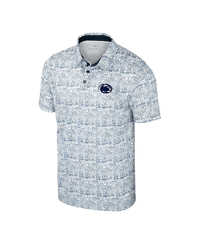 Colosseum Men's Navy/White Penn State Nittany Lions Big Tall Allover Polo Shirt