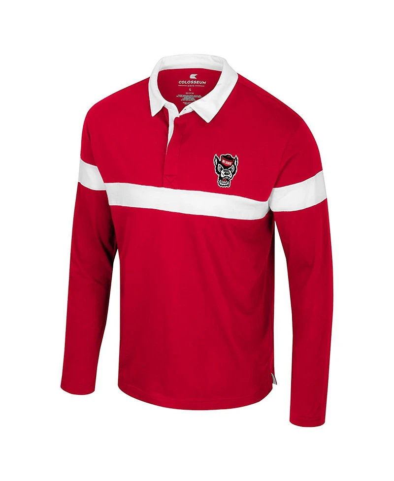 Colosseum Men's Red Nc State Wolfpack Too Cool for School Long Sleeve Polo Shirt