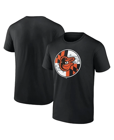 Fanatics Mto Label Men's Black Baltimore Orioles Flag T-Shirt