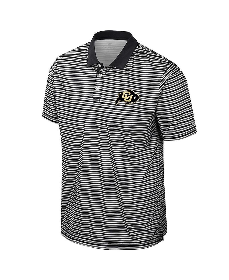 Colosseum Men's Black Colorado Buffaloes Striped Polo Shirt