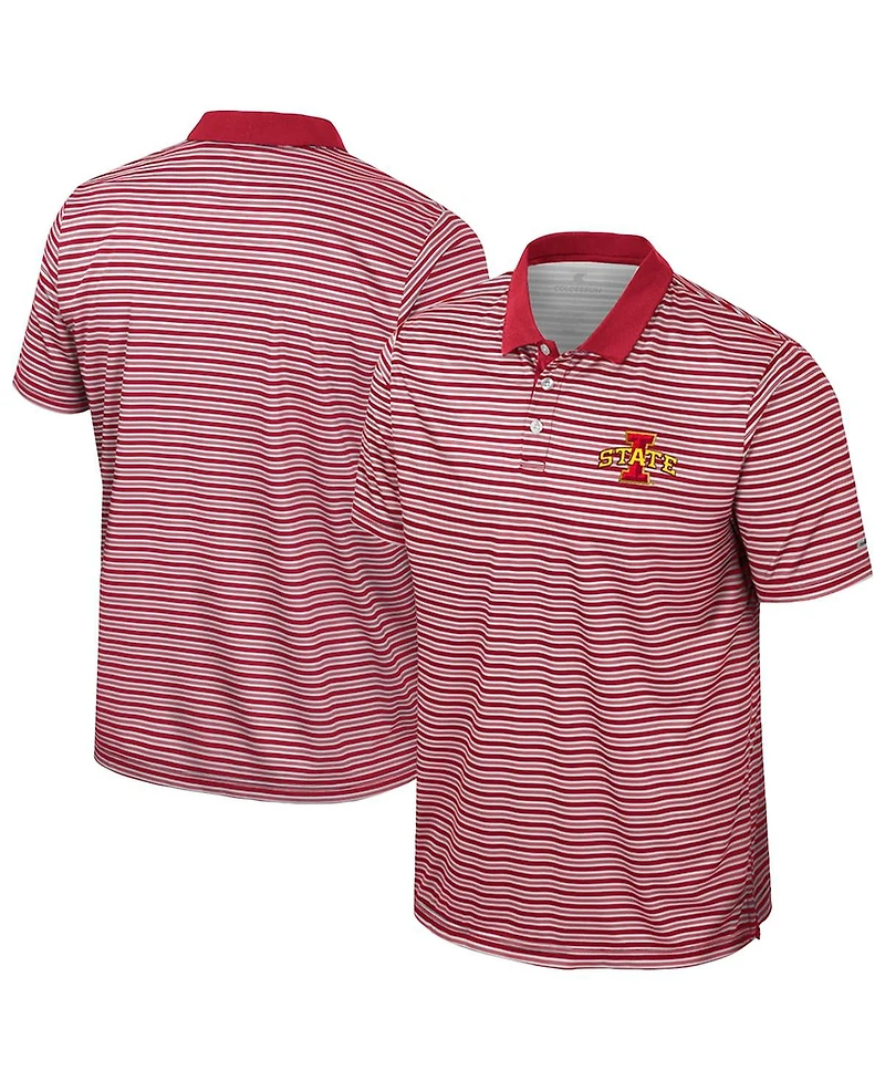 Colosseum Men's Cardinal Iowa State Cyclones Striped Polo Shirt