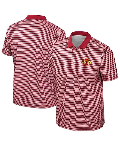 Colosseum Men's Cardinal Iowa State Cyclones Striped Polo Shirt