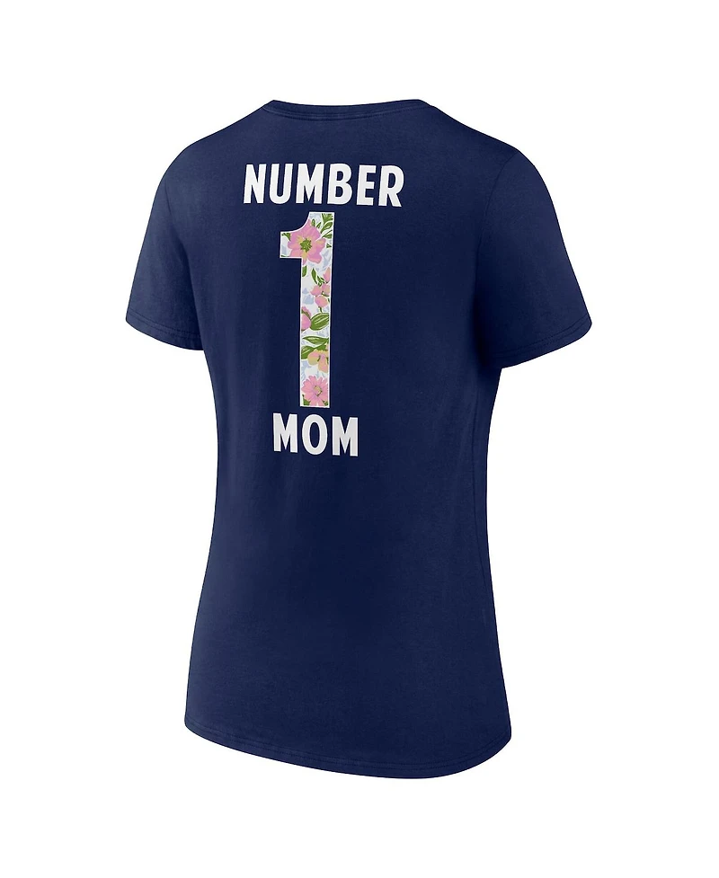Logo Athletic Women's Navy Dallas Cowboys Floral Number 1 Mom V-Neck T-Shirt
