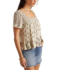 Lucky Brand Women's Block Print Button-Front Top