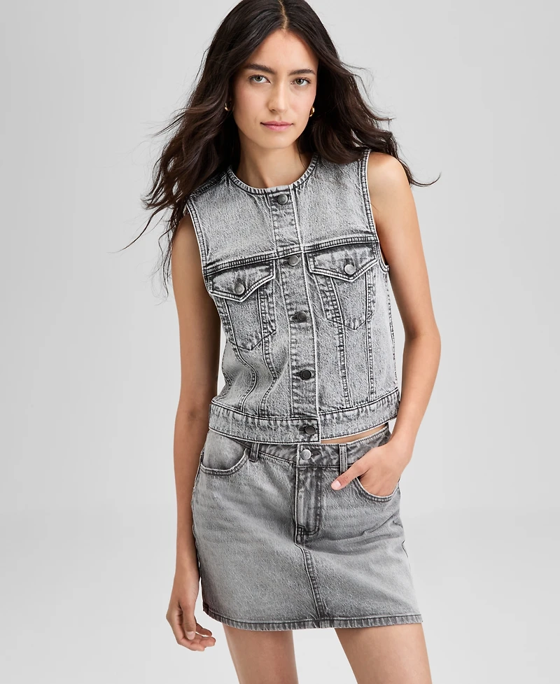 And Now This Women's Button-Front Denim Vest, Exclusively at Macy's