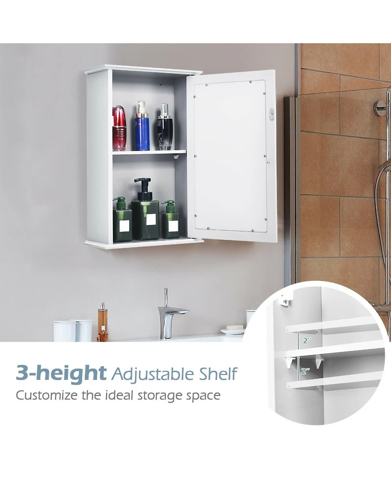 Bathroom Wall Cabinet with Single Mirror Door