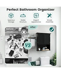 2-Door Wall Mount Bathroom Storage Cabinet with Open Shelf