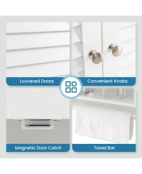 2-Doors Bathroom Wall-Mounted Medicine Cabinet with Towel Bar