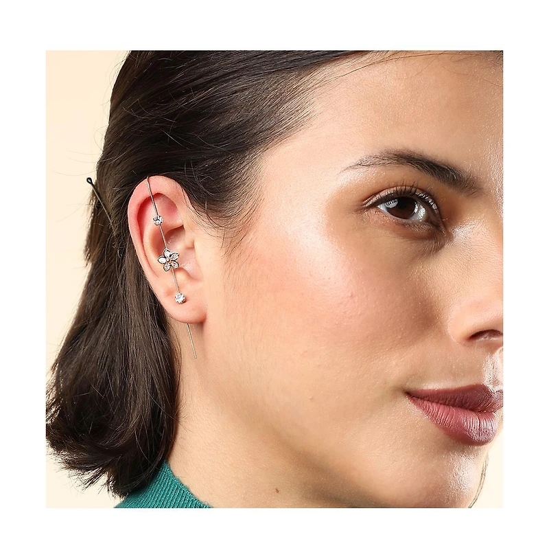 Sohi Gold-Plated Stones Cuff Earrings