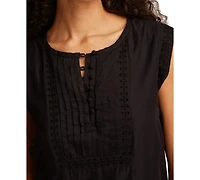 Lucky Brand Women's Cotton Cutwork Tiered Minidress