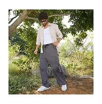 Campus Sutra Men's Moon Grey Checkered Baggy Cargo Pants