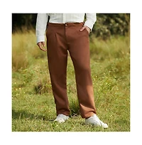 Campus Sutra Men's Chocolate Brown Tailored Suede Trousers