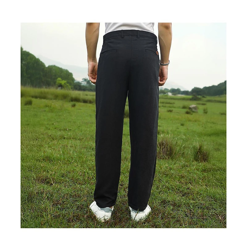 Campus Sutra Men's Onyx Black Velvique Tailored Trousers