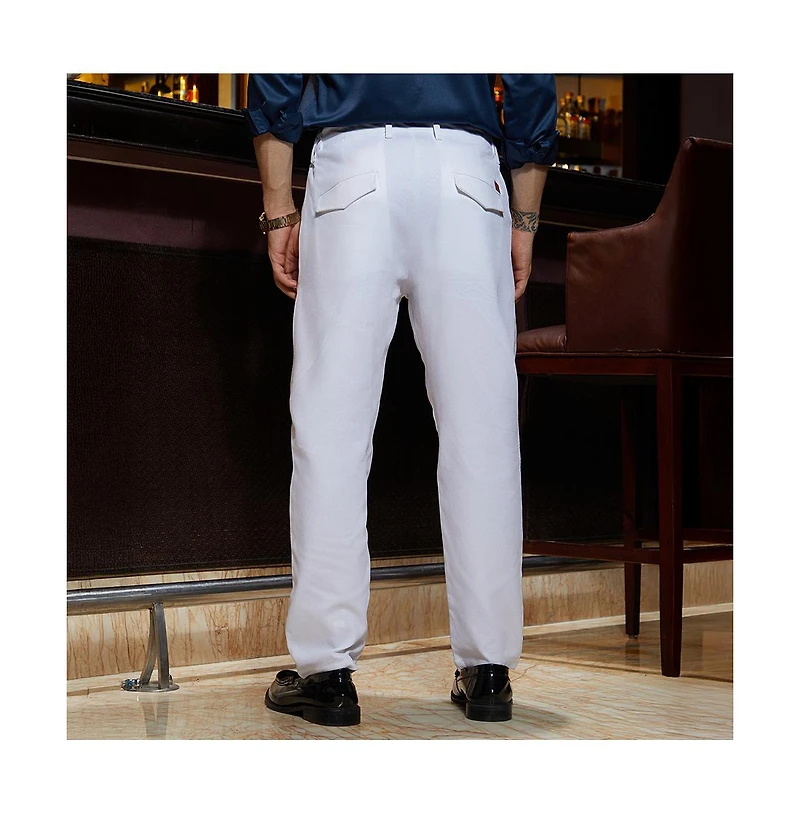 Campus Sutra Men's Cream White Ribbed-Pleated Chino Trousers