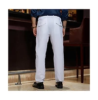 Campus Sutra Men's Cream White Ribbed-Pleated Chino Trousers