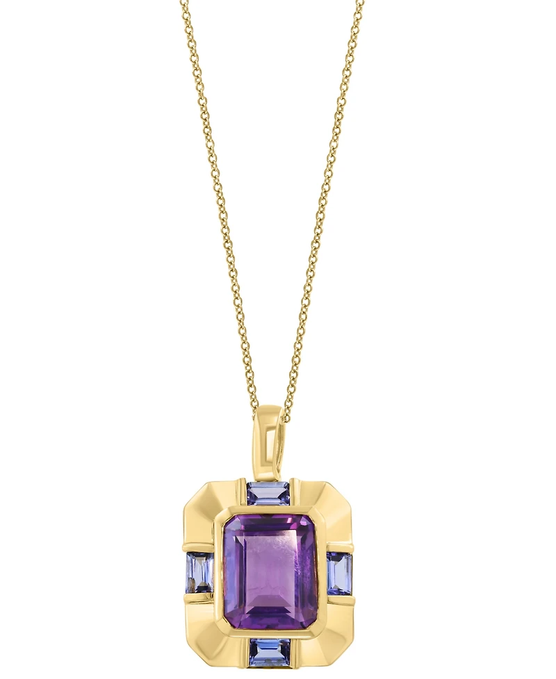 Effy Amethyst (6-1/2 ct. t.w.) & Tanzanite (1-3/8 ct. t.w.) Pendant Necklace in 14k Gold-Plated Silver, 17" + 1" extender