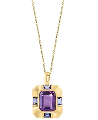 Effy Amethyst (6-1/2 ct. t.w.) & Tanzanite (1-3/8 ct. t.w.) Pendant Necklace in 14k Gold-Plated Silver, 17" + 1" extender