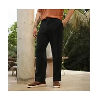 Campus Sutra Men's Onyx Black Corduroy Pleated Trousers