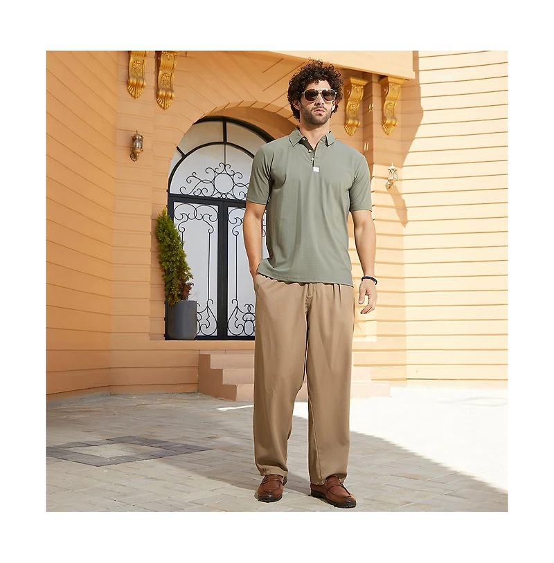 Campus Sutra Men's Olive Green Seamless Cuboid Polo T-Shirt