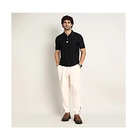 Campus Sutra Men's Obsidian Black Seamless Solid Polo T-Shirt