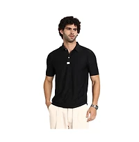 Campus Sutra Men's Obsidian Black Seamless Solid Polo T-Shirt